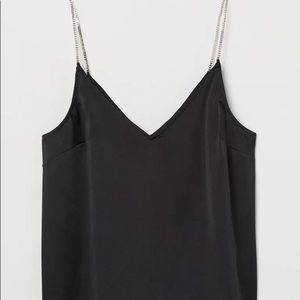 RHINESTONE-STRAP SATIN CAMISOLE TOP